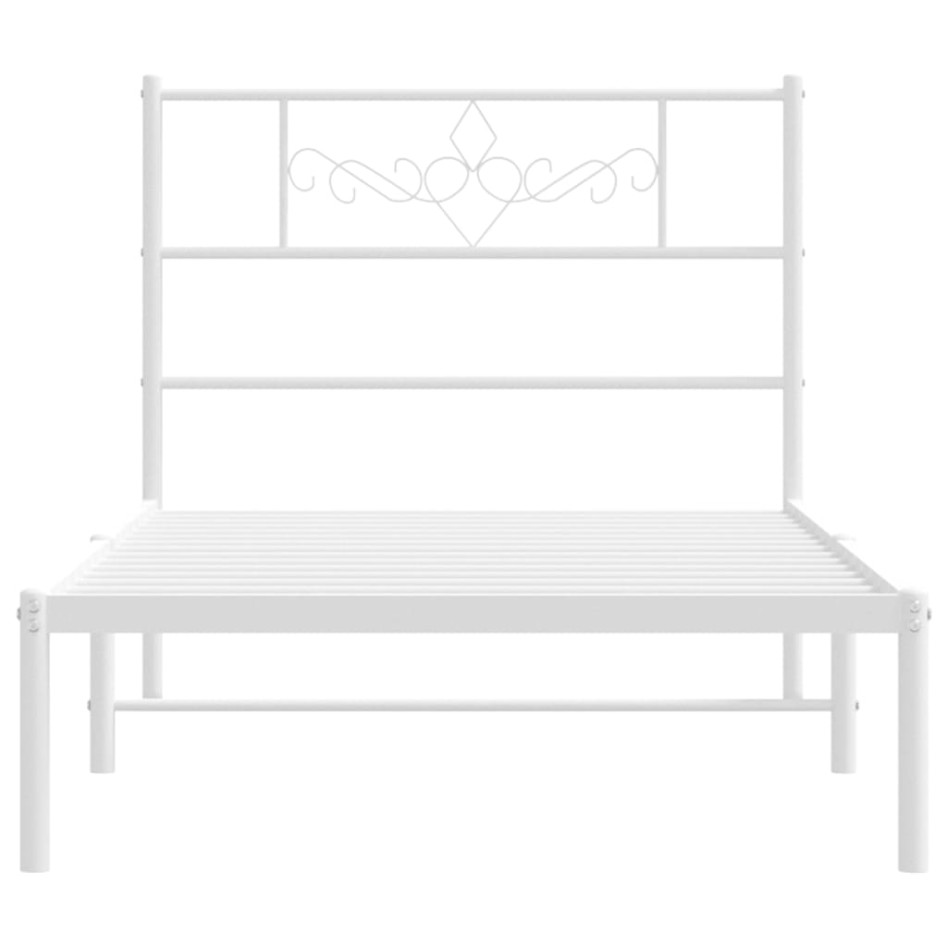 Estructura cama sin colchón con cabecero metal blanco 75x190