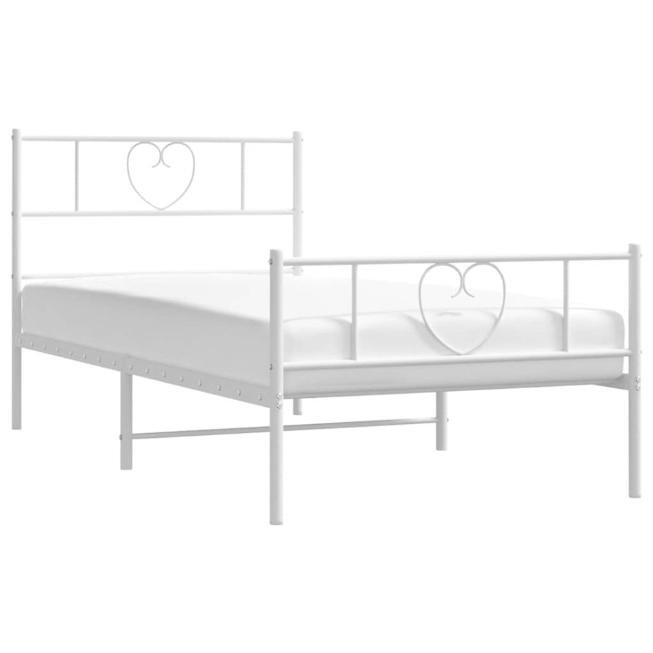 Estructura cama sin colchón con estribo metal blanco 100x190