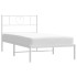 Estructura cama sin colchón con cabecero metal blanco 90x200