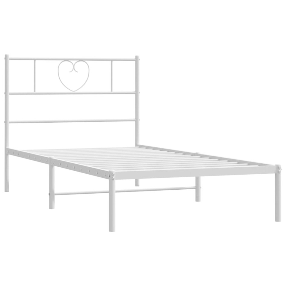 Estructura cama sin colchón con cabecero metal blanco 90x200
