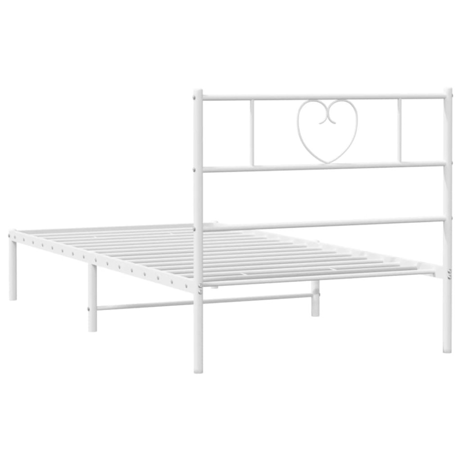 Estructura cama sin colchón con cabecero metal blanco 90x200