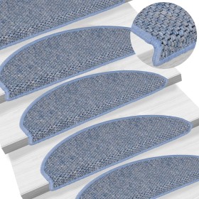 Alfombrilla autoadhesiva escalera sisal 15 uds azul 56x17x3
