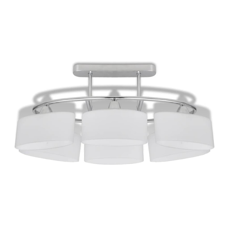 Lámpara de techo con seis focos elipsoidales de vidrio,