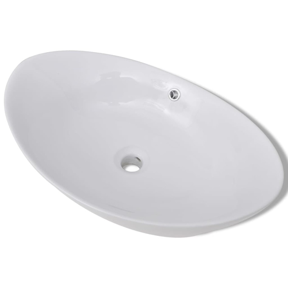 Lavabo ovalado y orificio desbordamiento cerámica 59x38,5