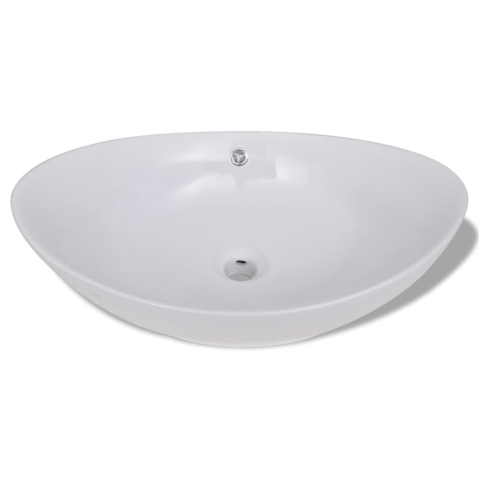 Lavabo ovalado y orificio desbordamiento cerámica 59x38,5
