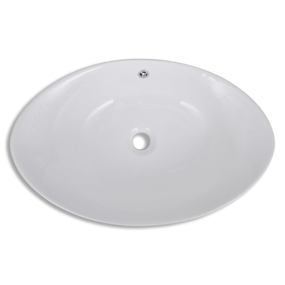 Lavabo ovalado y orificio desbordamiento cerámica 59x38,5