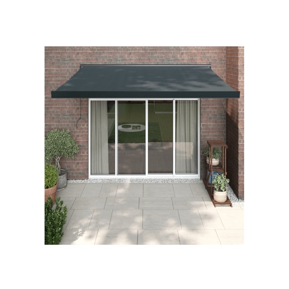 Toldo retráctil aluminio y tela gris antracita 3,5x2,5