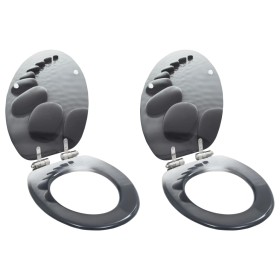 Asiento inodoro WC 2 uds tapa de cierre suave MDF diseño