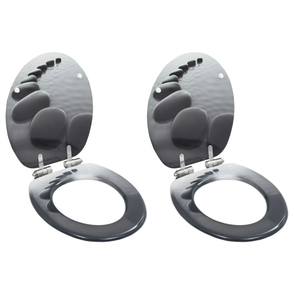 Asiento inodoro WC 2 uds tapa de cierre suave MDF diseño