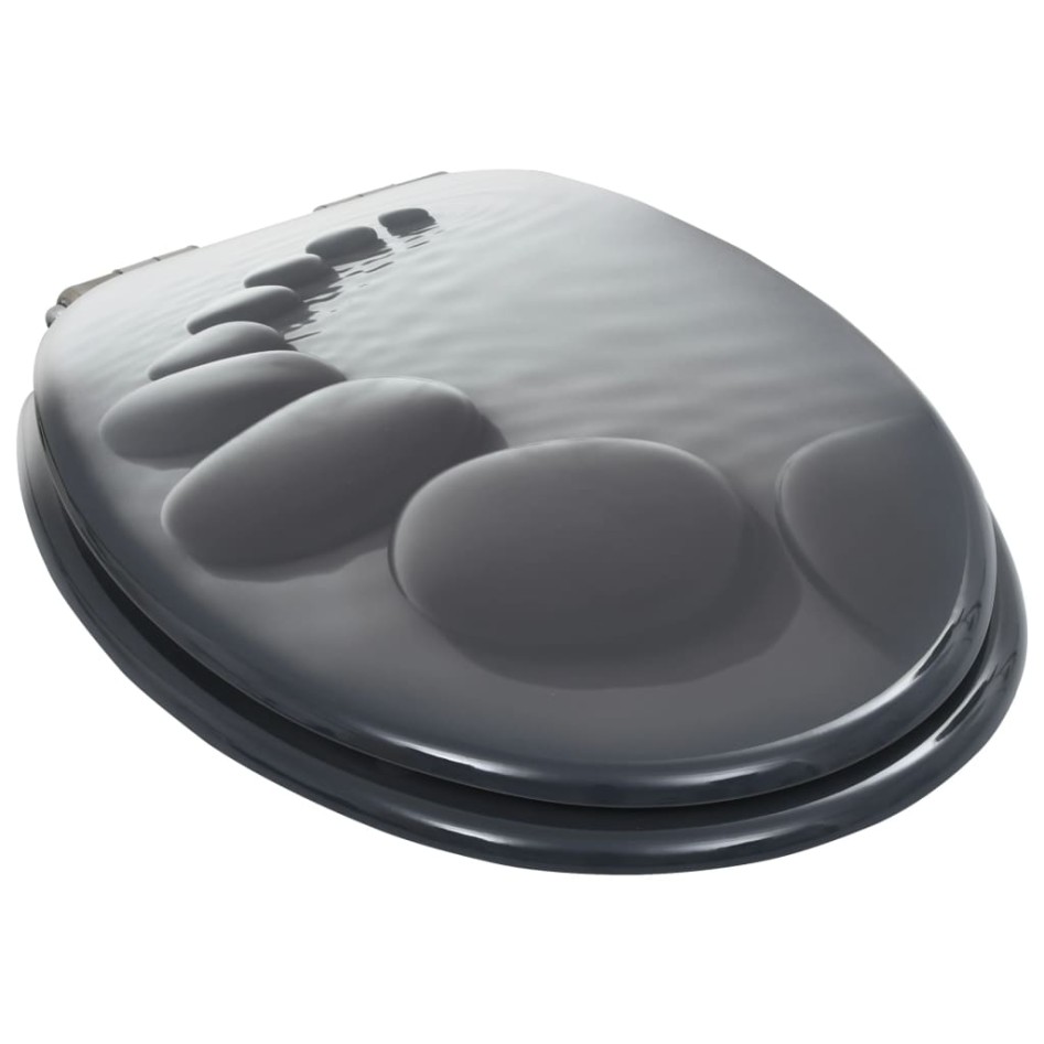 Asiento inodoro WC 2 uds tapa de cierre suave MDF diseño