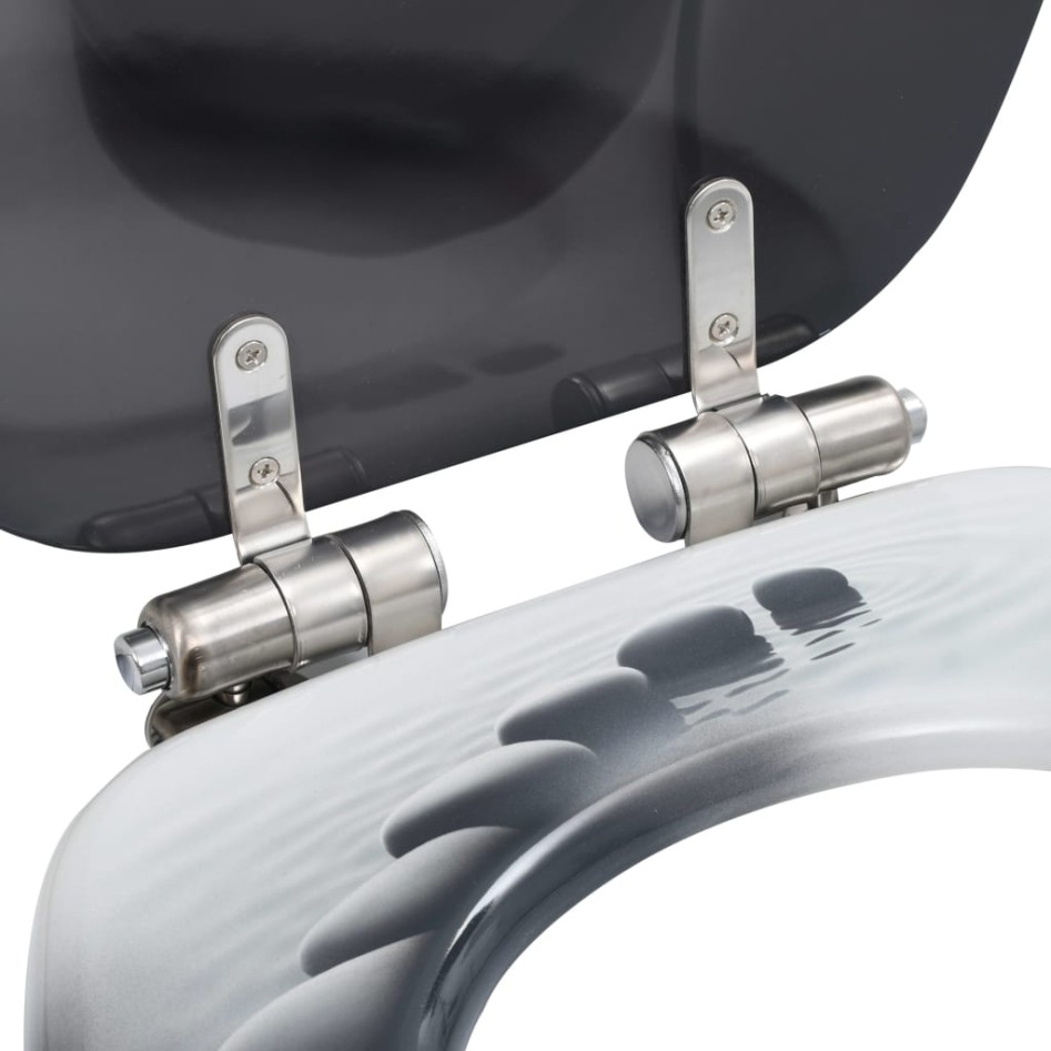 Asiento inodoro WC 2 uds tapa de cierre suave MDF diseño