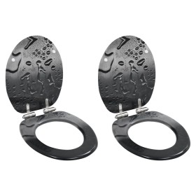 Asiento inodoro WC 2 uds tapa cierre suave MDF diseño gota