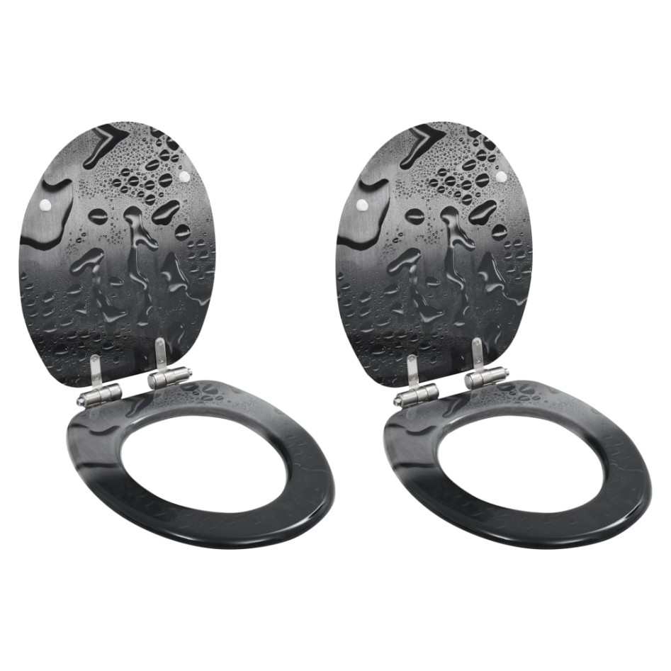 Asiento inodoro WC 2 uds tapa cierre suave MDF diseño gota