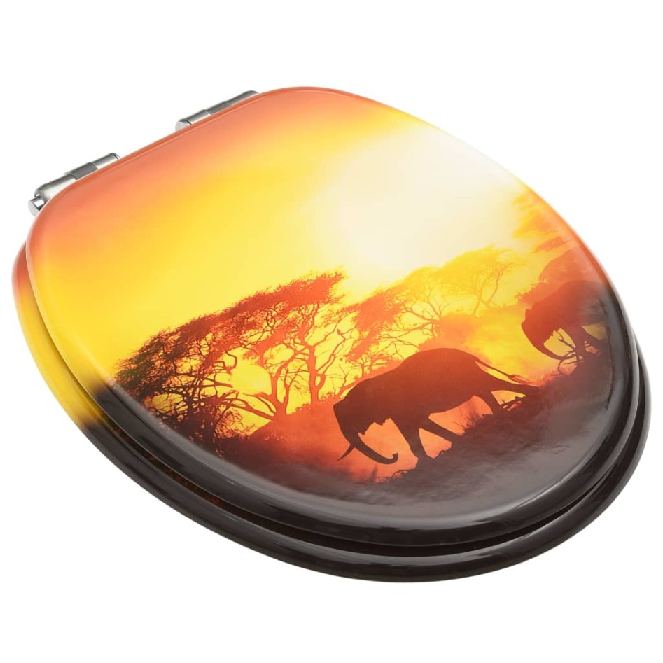 Asiento de inodoro tapa cierre suave 2 uds MDF diseño de