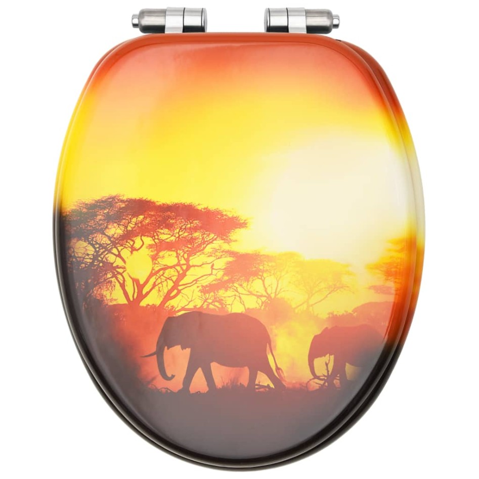 Asiento de inodoro tapa cierre suave 2 uds MDF diseño de