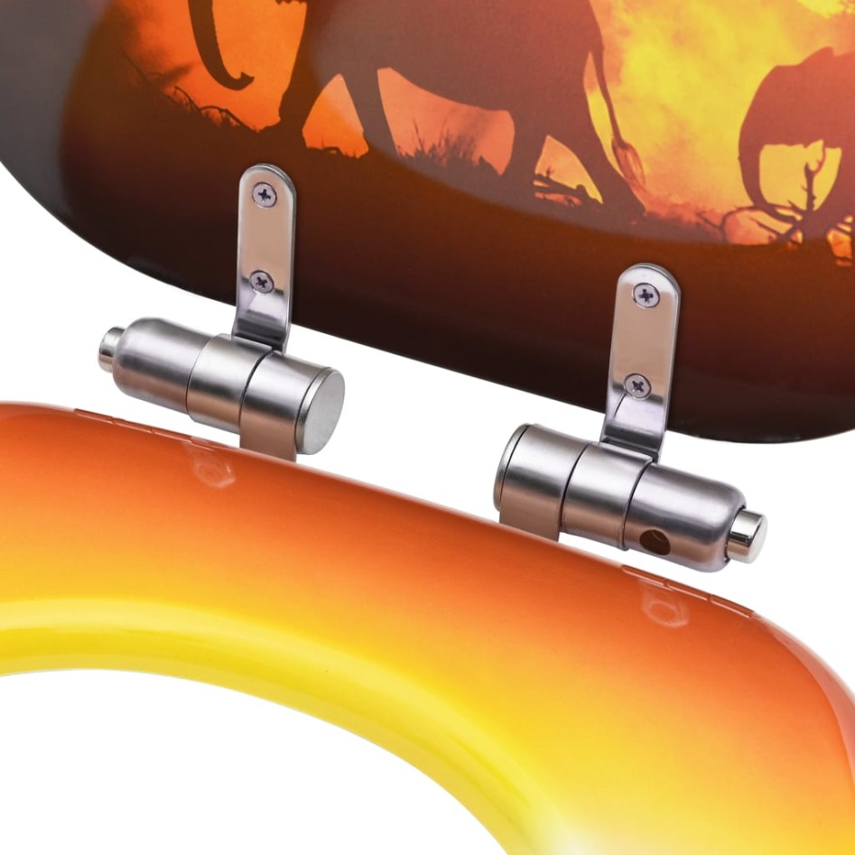 Asiento de inodoro tapa cierre suave 2 uds MDF diseño de