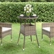 Mesa de jardín vidrio templado y ratán sintético gris Ø60x75 cm