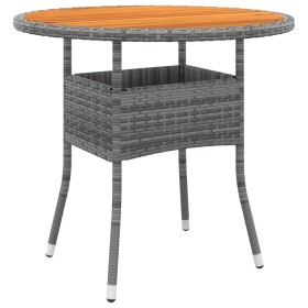 Mesa de jardín madera acacia y ratán sintético gris Ø80x75