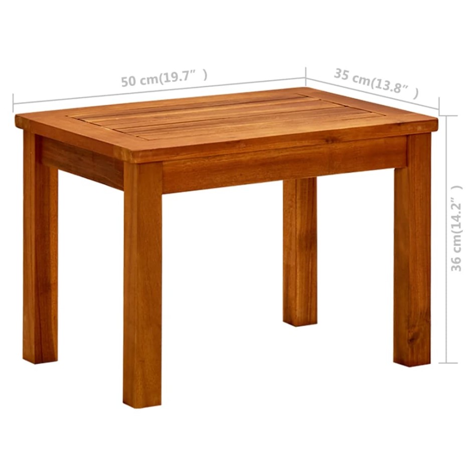 Mesa de centro de jardín madera maciza de acacia 50x35x36