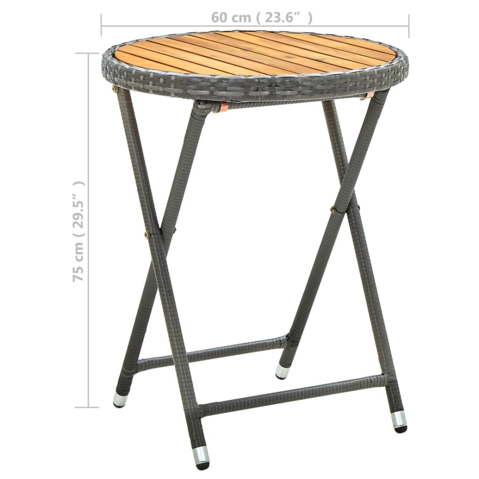 Mesa de centro ratán sintético y madera maciza de acacia 60