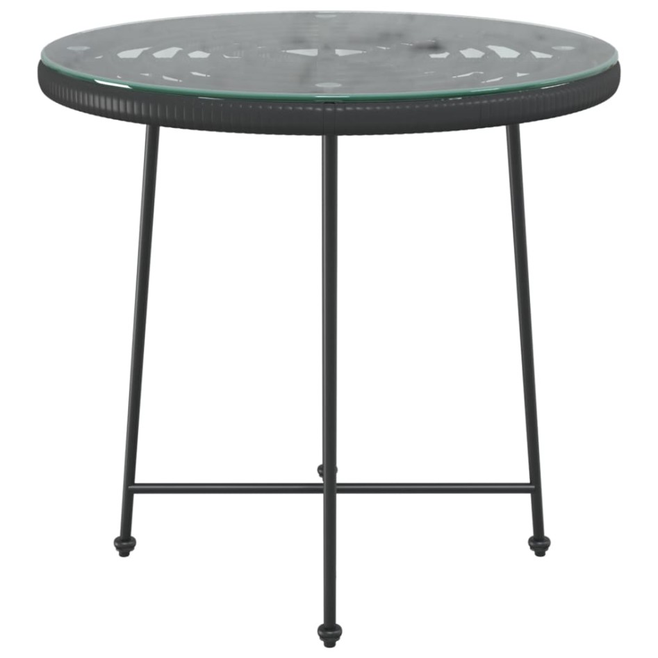 Mesa de comedor de vidrio templado y acero negro 80