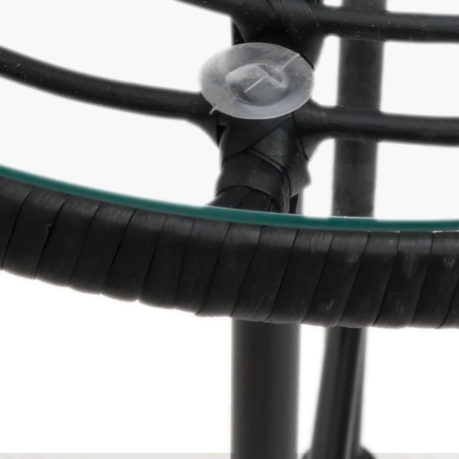 Mesa de comedor de vidrio templado y acero negro 80