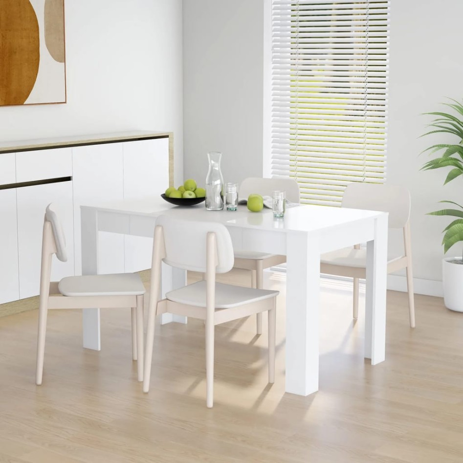 Mesa de comedor de madera contrachapada blanco 140x74,5x76