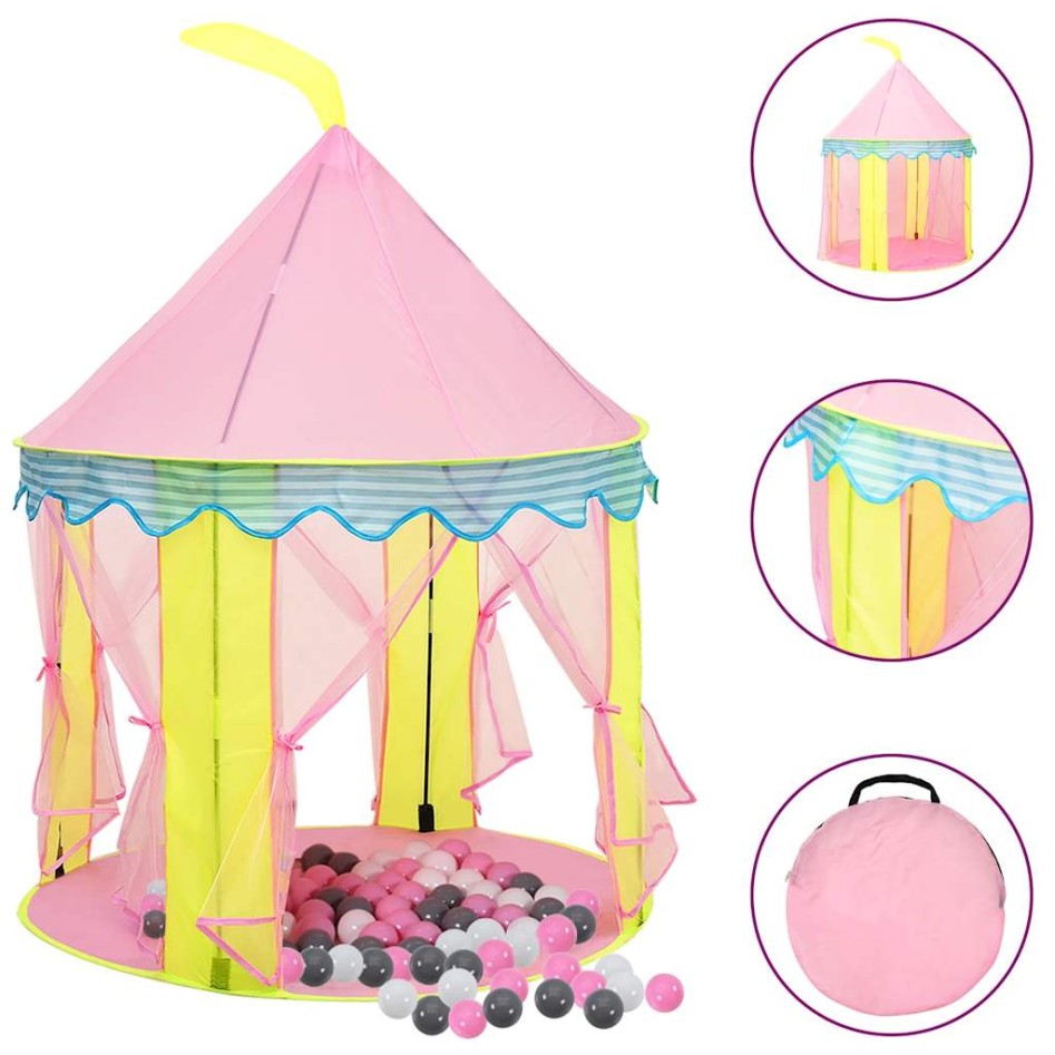 Tienda de juegos para niños con 250 bolas rosa 100x100x127