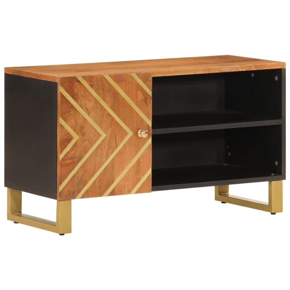 Mueble de TV madera de mango marrón negro 80x31,5x46