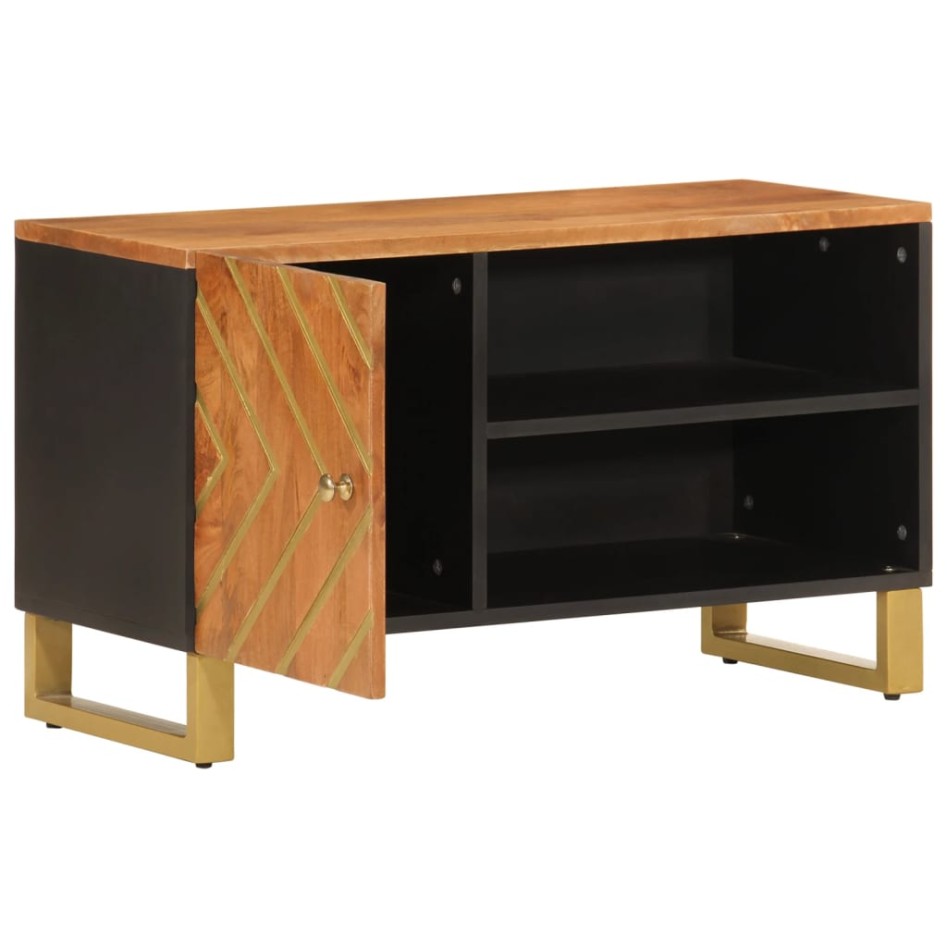 Mueble de TV madera de mango marrón negro 80x31,5x46