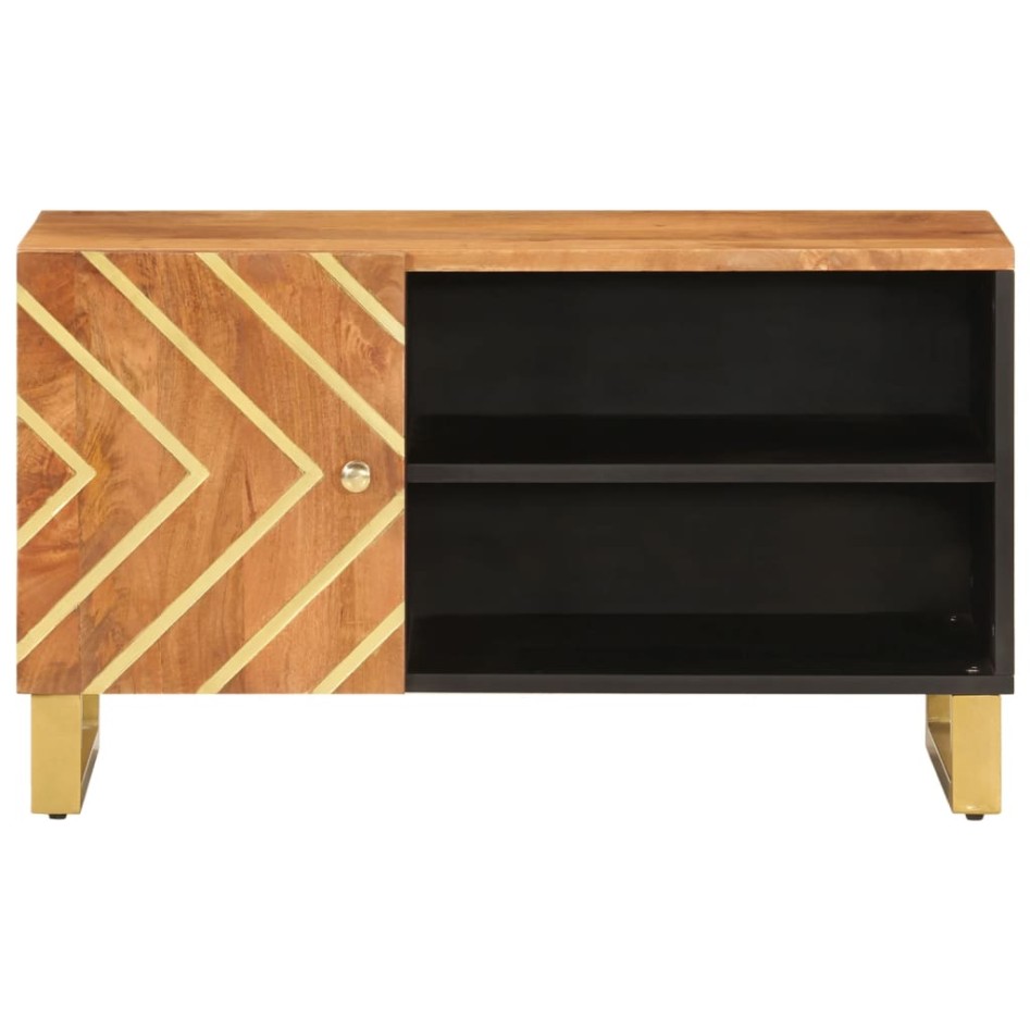 Mueble de TV madera de mango marrón negro 80x31,5x46