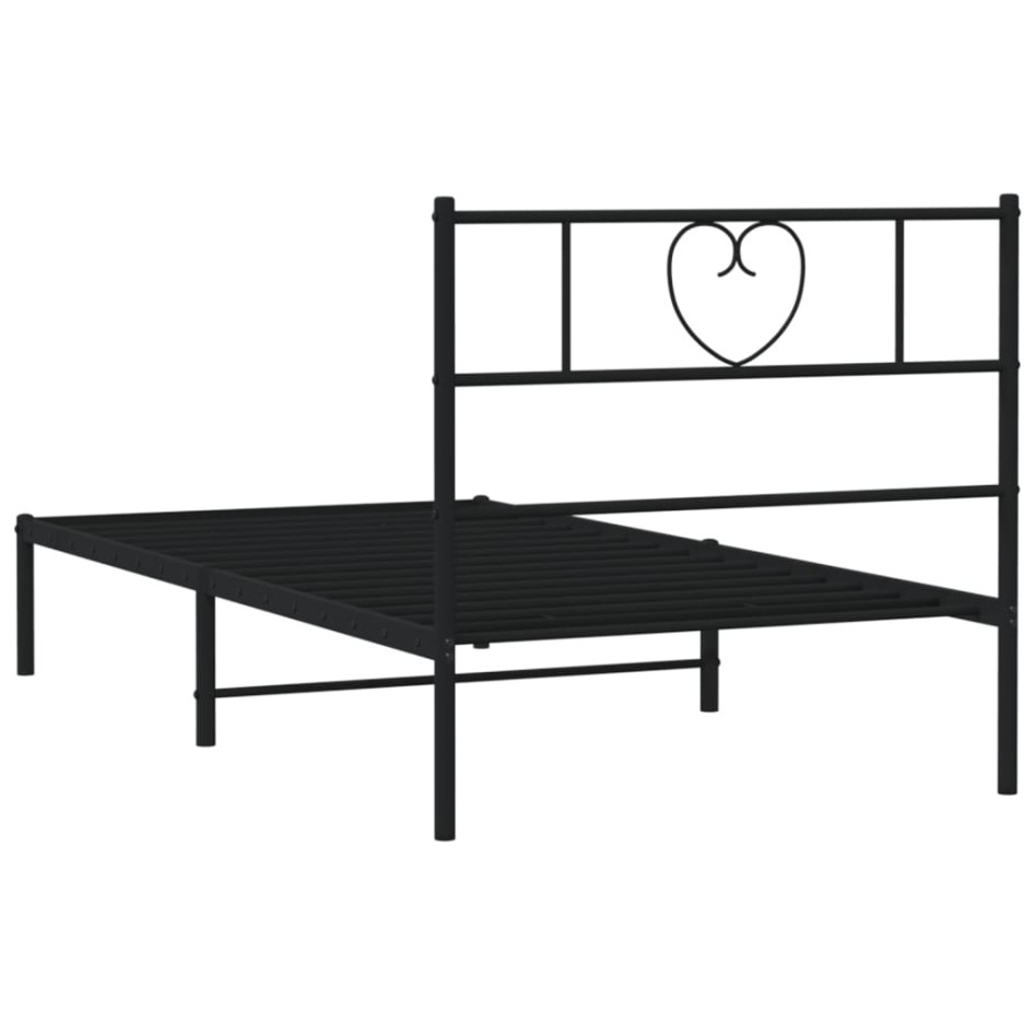 Estructura cama sin colchón con cabecero metal negro 80x200