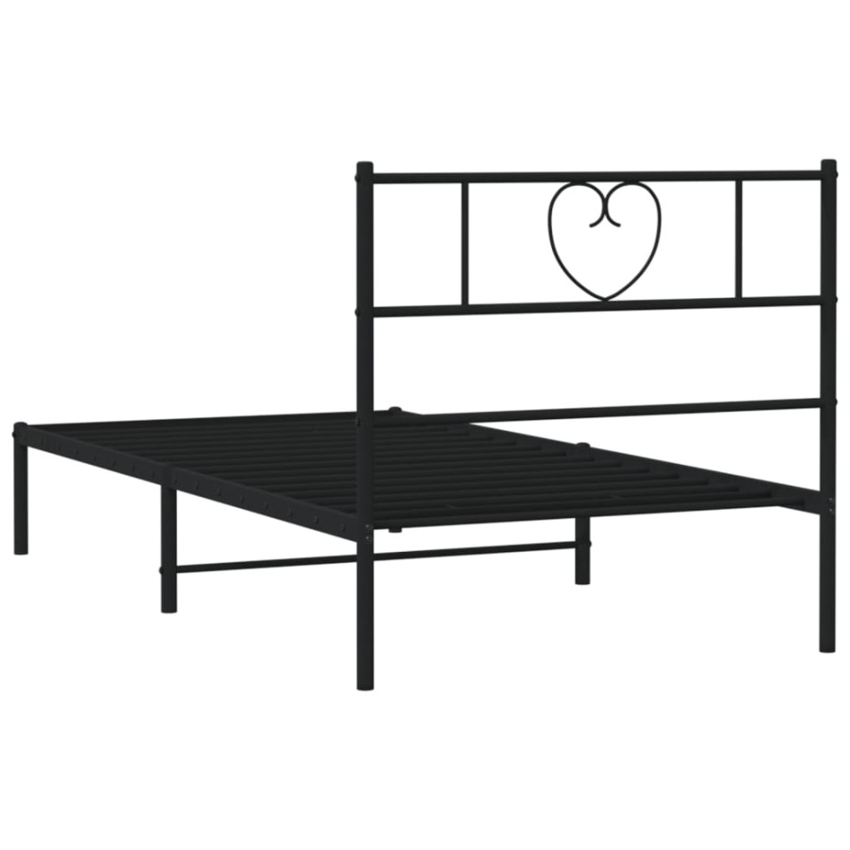 Estructura cama sin colchón con cabecero metal negro 90x200