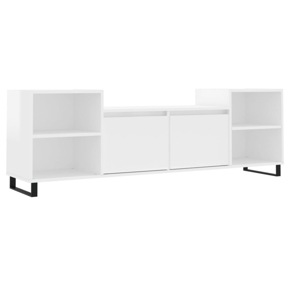 Mueble para TV madera contrachapada blanco brillo 160x35x55