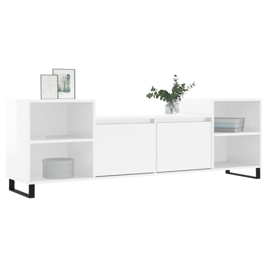 Mueble para TV madera contrachapada blanco brillo 160x35x55