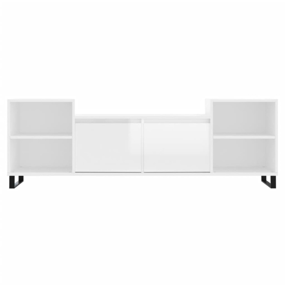 Mueble para TV madera contrachapada blanco brillo 160x35x55