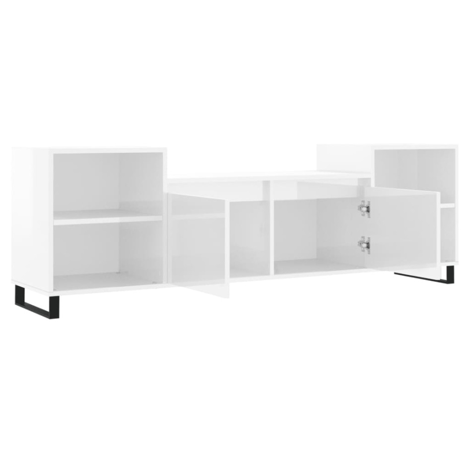 Mueble para TV madera contrachapada blanco brillo 160x35x55
