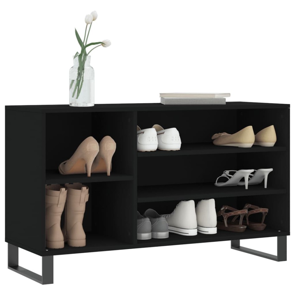 Mueble zapatero madera contrachapada negro 102x36x60