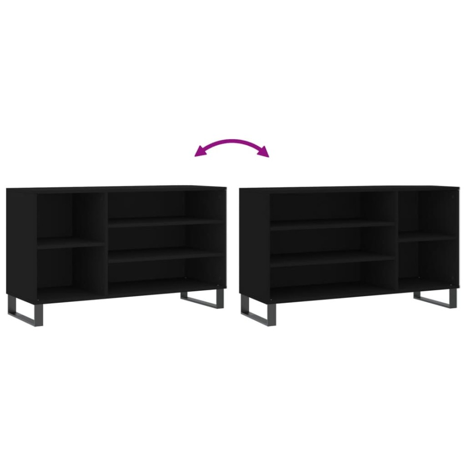 Mueble zapatero madera contrachapada negro 102x36x60