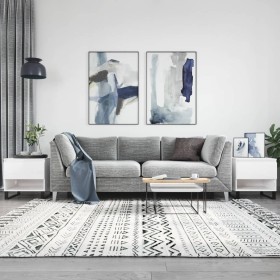 Mesas centro 2 uds madera ingeniería blanco brillo 50x46x50