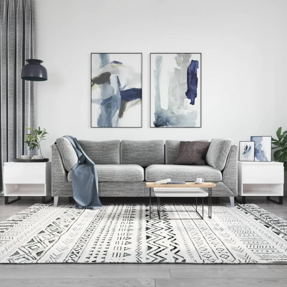 Mesas centro 2 uds madera ingeniería blanco brillo 50x46x50