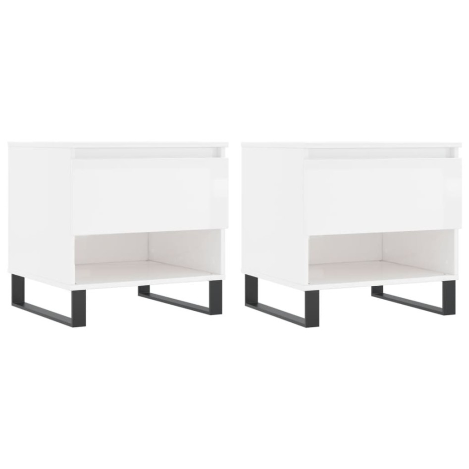 Mesas centro 2 uds madera ingeniería blanco brillo 50x46x50