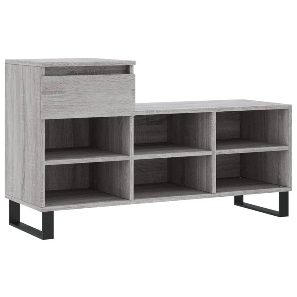 Mueble zapatero madera contrachapada gris Sonoma 102x36x60