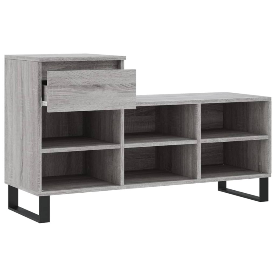 Mueble zapatero madera contrachapada gris Sonoma 102x36x60
