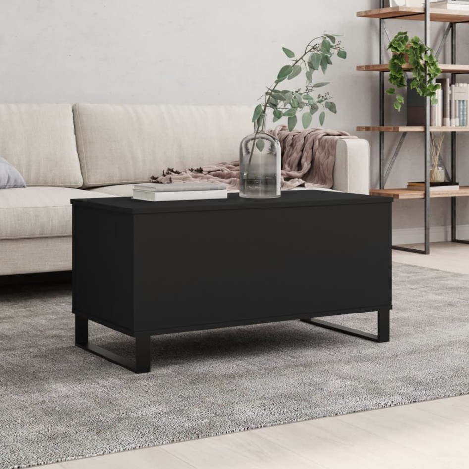 Mesa de centro madera contrachapada negro 90x44,5x45