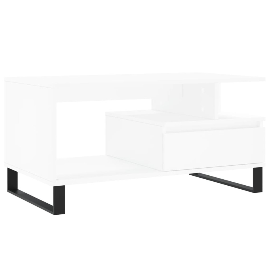 Mesa de centro madera contrachapada blanca 90x49x45