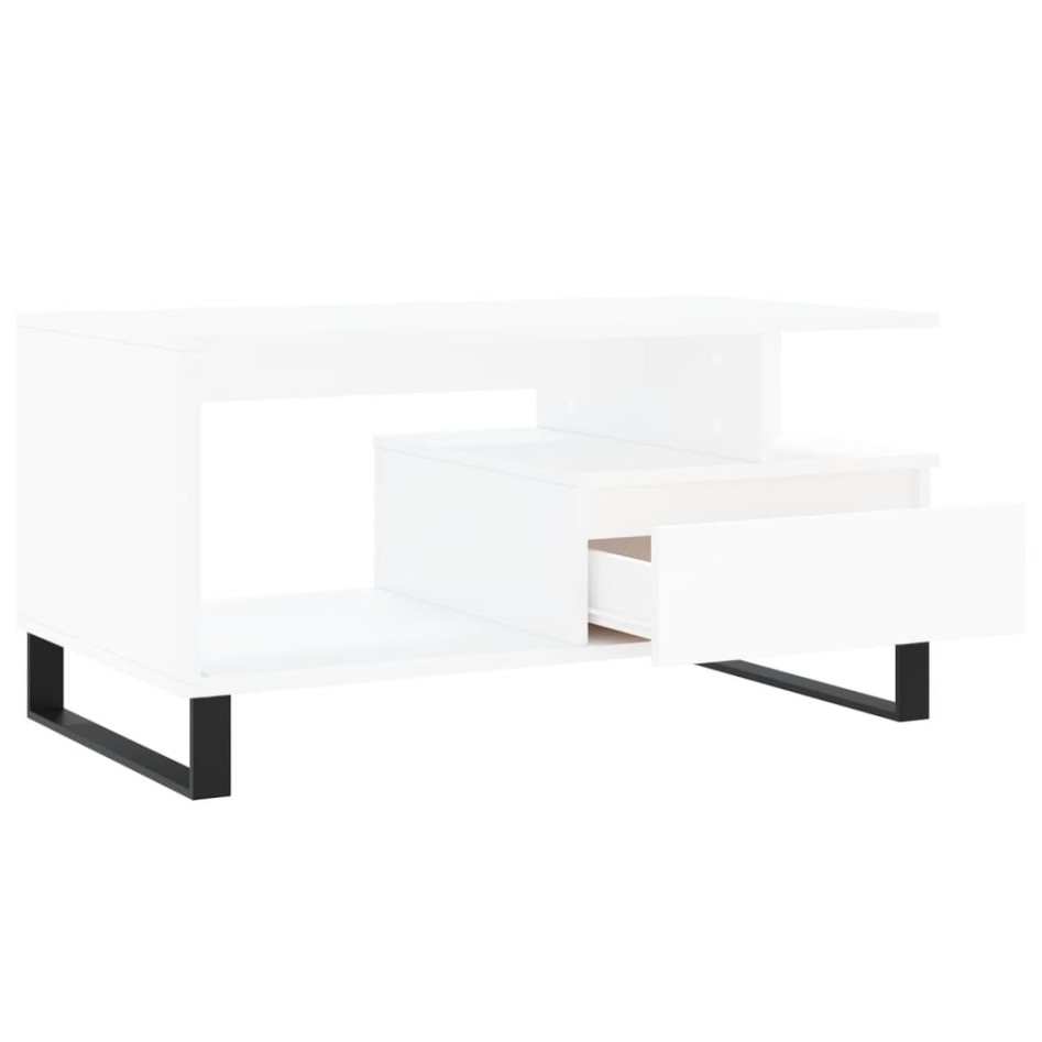 Mesa de centro madera contrachapada blanca 90x49x45