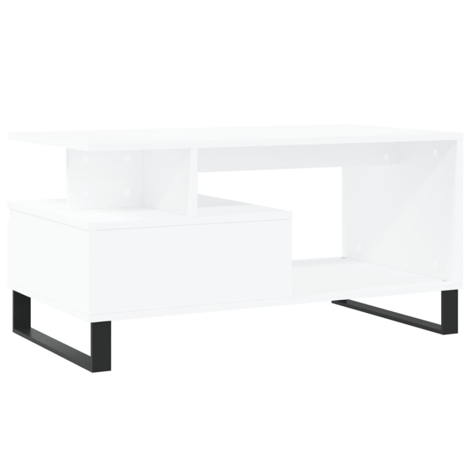 Mesa de centro madera contrachapada blanca 90x49x45