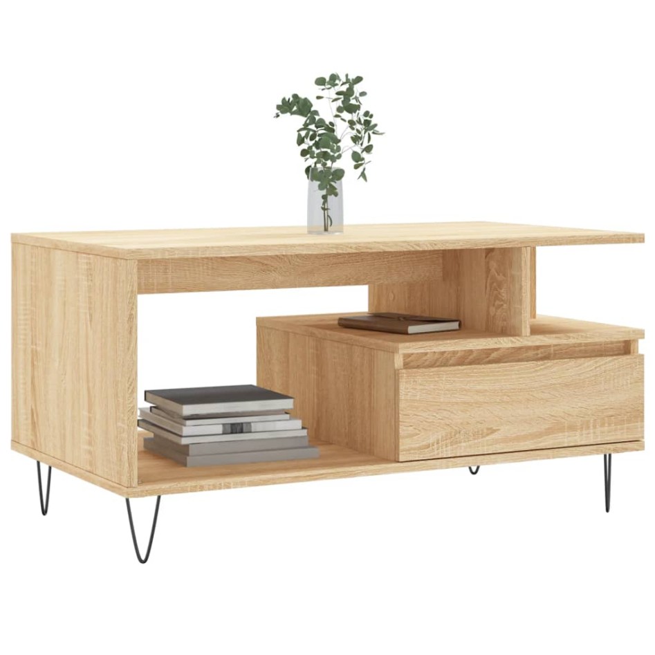 Mesa de centro madera contrachapada roble Sonoma 90x49x45
