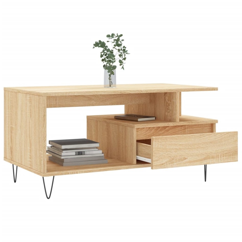 Mesa de centro madera contrachapada roble Sonoma 90x49x45
